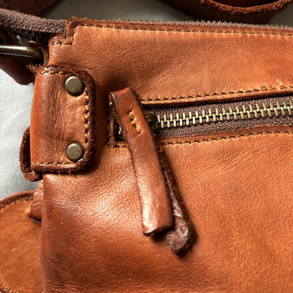 New Harbour 2nd Brown Leather Clutch Purse / Belt Bag Crossbody w/ Woven Front - Picture 5 of 16